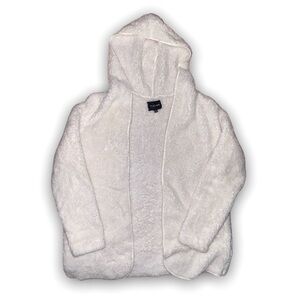 EUC White Hooded Teddy Cardigan Size Small